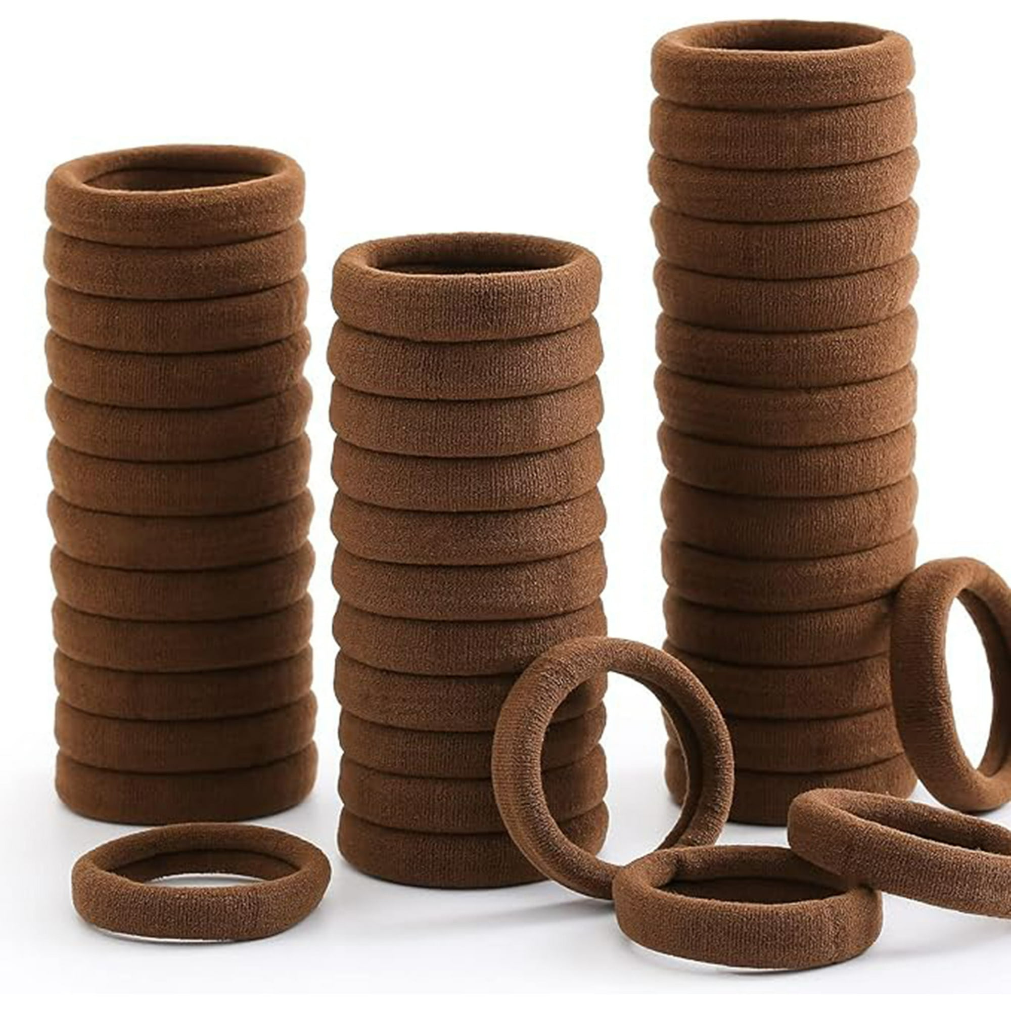 Veatool - 100 Pcs Ligas Para Cabello Elásticas, Donas Para El Cabello Mujer, Scrunchies Para Cabello Sin Costura, Lazos De Pelo De Algodón Para Coleta, Accesorios Para El Cabello Para Niña (marrón)