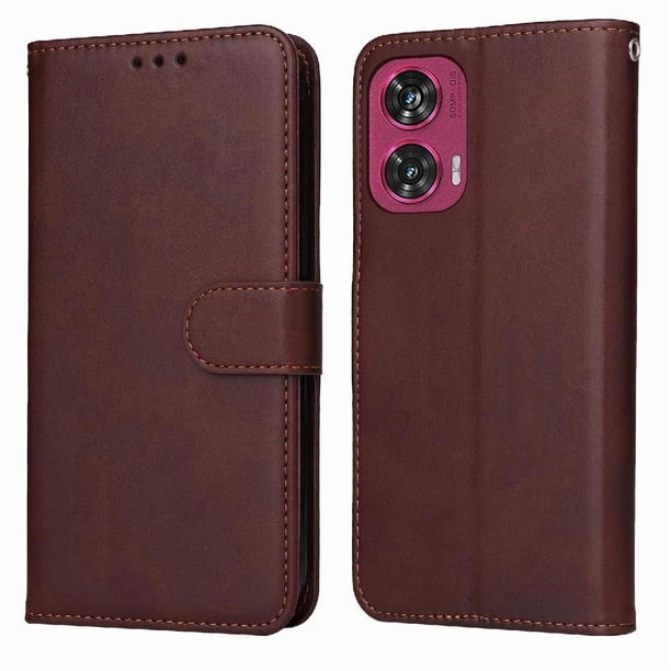 Funda Billetera para Motorola Edge 50 Fusion con Porta Tarjetas y Soporte Ajustable Marrón