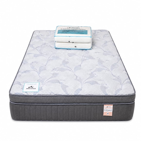 Colchon Nova Elegance 2.0 Plazas Box con Pack Almohada Viscoelastica Panda 60x40x12