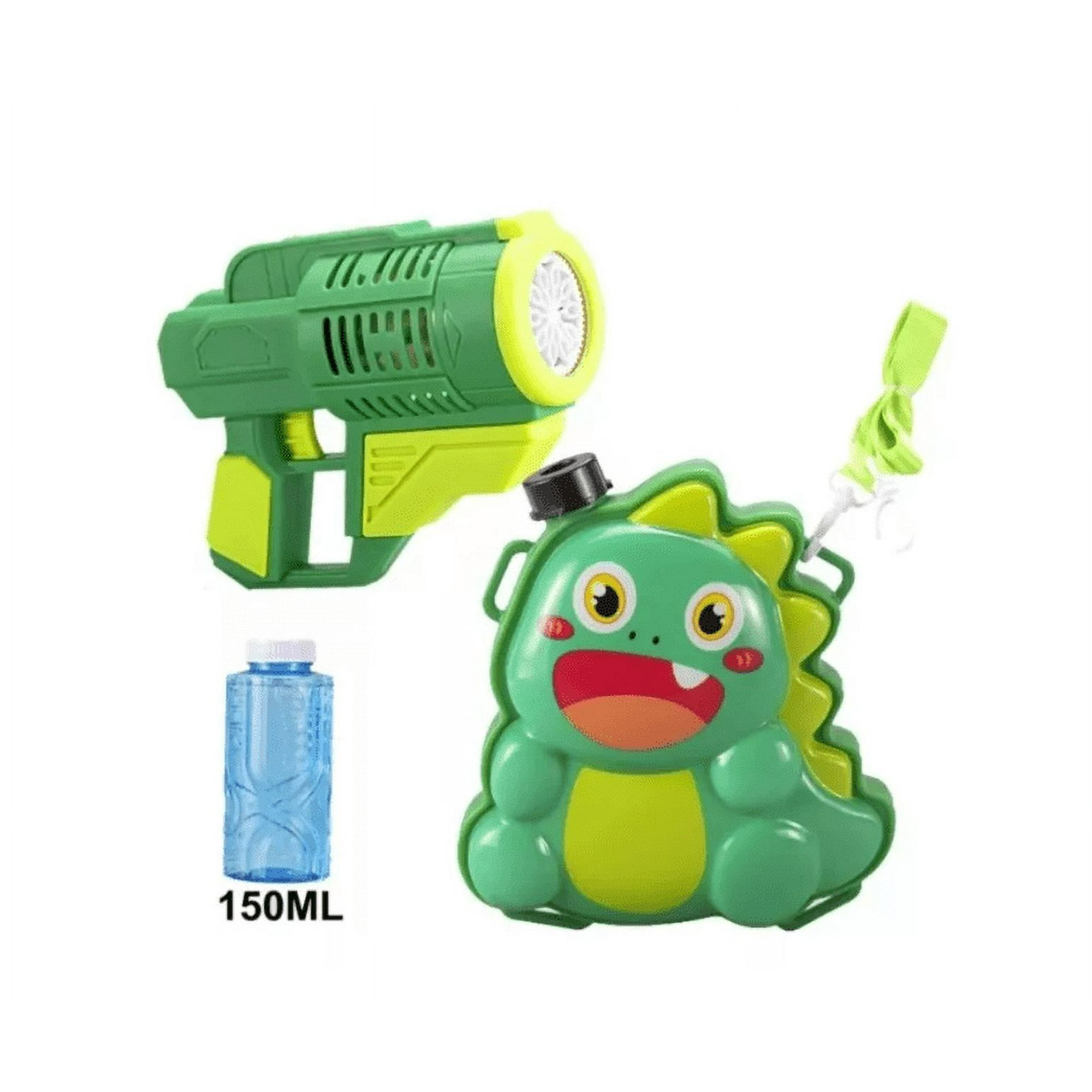 Genérico - Pistola Mochila Lanza Burbujas Dinosaurio Verde + 1 Carga