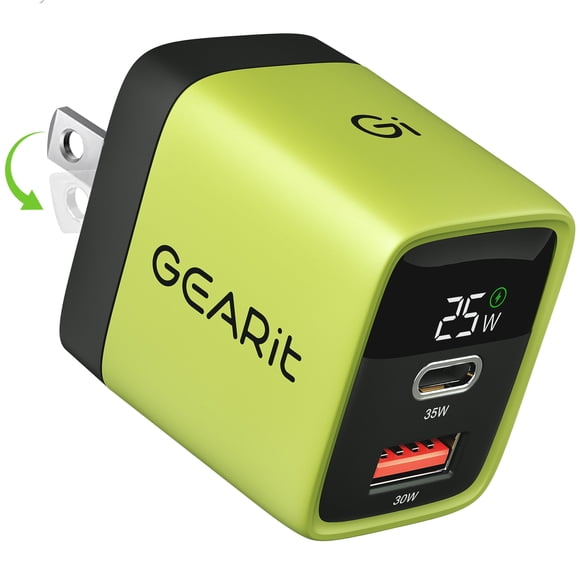 Cargador GEARit 35W GaN Dual USB-A USB-C con Pantalla