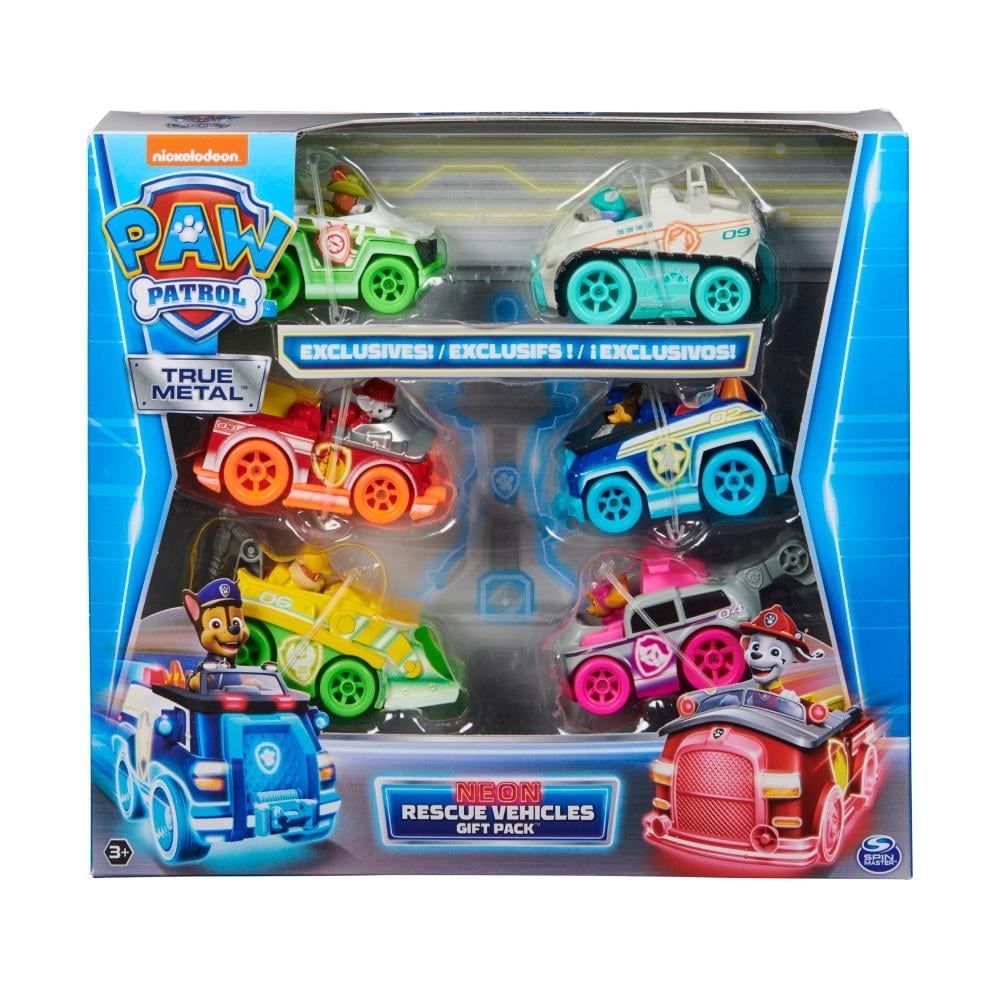 Set De Vehiculos Paw Patrol Spin Master True Metal Neon 6 Piezas