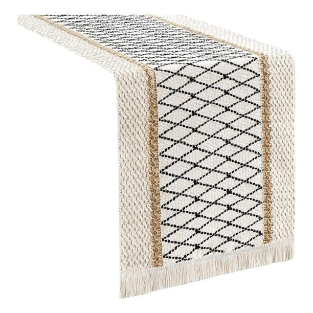 Mantel Camino De Mesa Rectangular Yute Malla 180x30cm negro