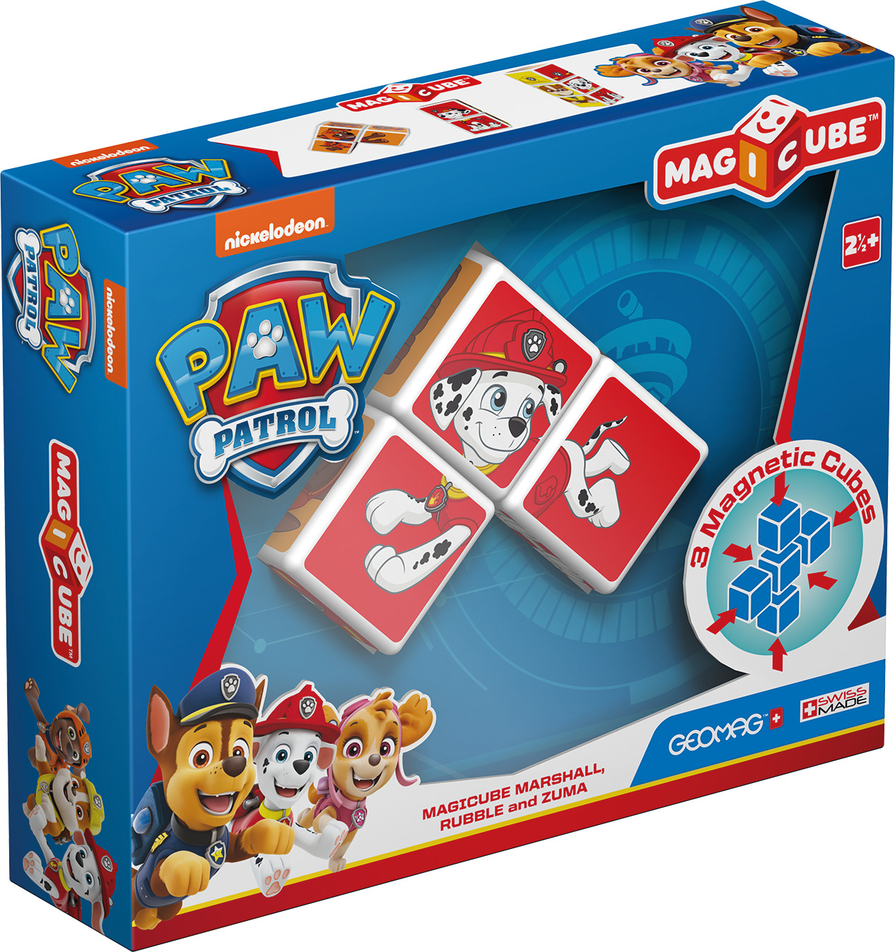 Geomag - Cubos Magnéticos Magicube Paw Patrol - Marshall, Rubble Y Zuma (3 Piezas)