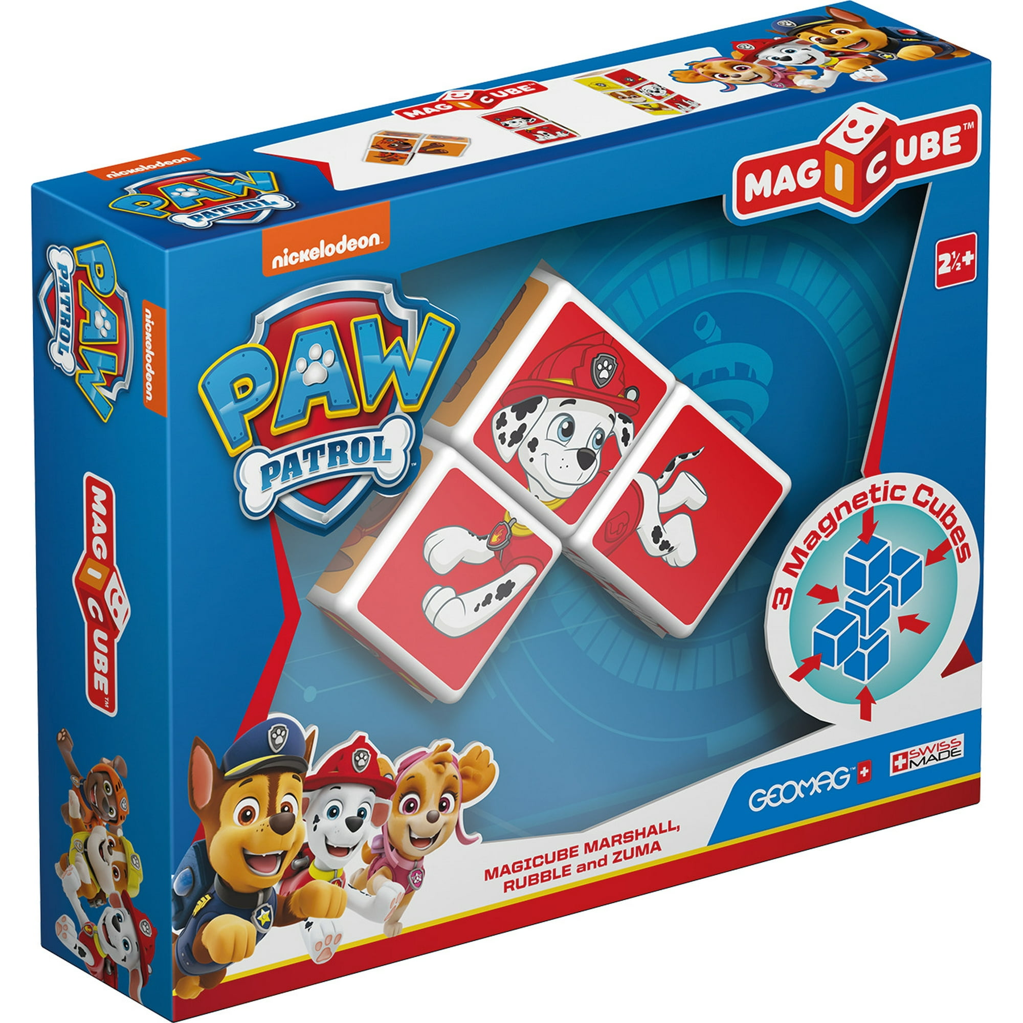Geomag - Cubos Magnéticos Magicube Paw Patrol - Marshall, Rubble Y Zuma (3 Piezas)