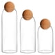 thumbnail image 3 of Frascos De Botellas De Almacenamiento De Vidrio Con Tapa De Madera, Cilindro Para Especias, Condimentos Para Dulces, 3 Uds., 3 of 5