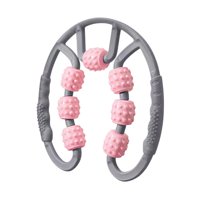 Ioensy - Rodillo Muscular Para Piernas, 7 Ruedas, Herramienta De Masaje Corporal Completo Para Codo De Golfista, Yoga, Gris Y Rosa