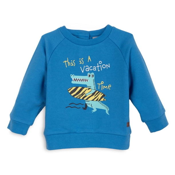 Polerón Bebé Niño Cuello Redondo Estampado Cocodrilo Azul Pillin