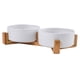 thumbnail image 1 of Cuencos para mascotas, juego de cuencos de cerámica para perros y gatos con soporte de madera para comida y agua, cuencos antideslizantes y bonitos para mascotas., 1 of 6