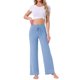 thumbnail image 2 of INSPIRE CHIC Pantalones de pijama para mujer de pierna ancha con cordón, pantalones de chándal elásticos, pantalones de salón Palazzo, pantalones de yoga para dormir M Azul claro, 2 of 6
