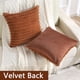 thumbnail image 2 of Juego de 2 fundas de almohada decorativas de rayas marrones de 50,8 x 50,8 cm, cuadradas, con decoración otoñal, suave y acogedora piel sintética de conejo y parte trasera de terciopelo, decoración mo, 2 of 6