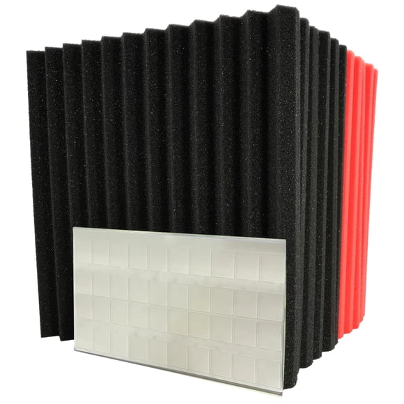 Panel insonorizado HPKL9999 de 30 x 30 x 2,5 cm, negro y rojo, paquete de 12