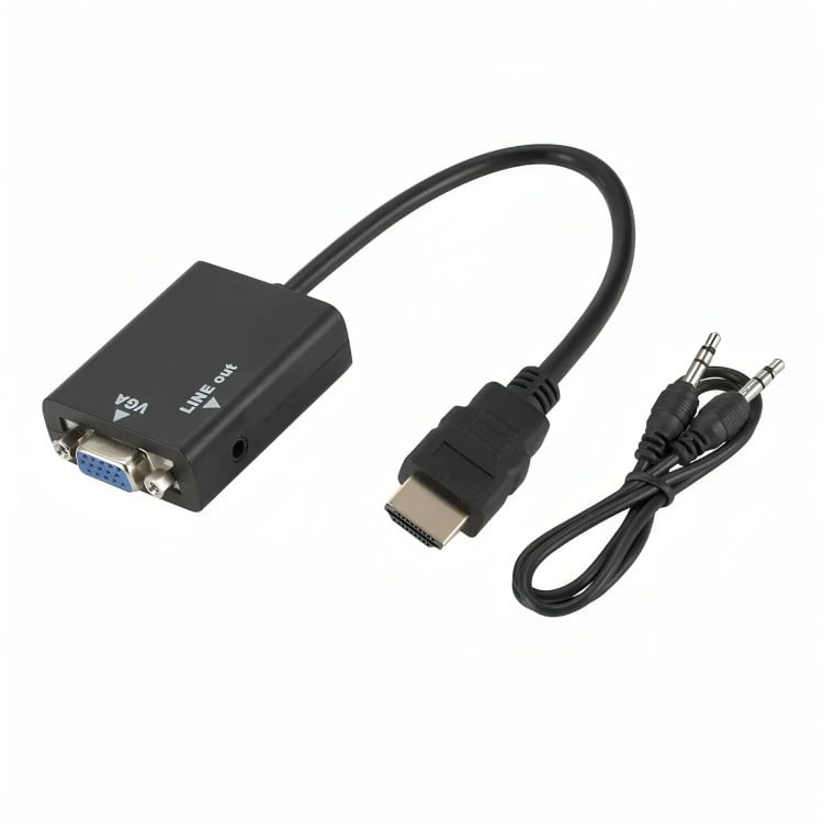 Genérico - Adaptador Cable De Conversión Hdmi A Vga + Audio Hd