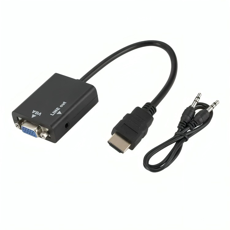 Genérico - Adaptador Cable De Conversión Hdmi A Vga + Audio Hd
