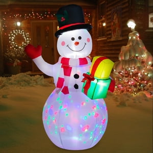 Cootway - Muñeco De Nieve Inflable Navideño De 5 Pies Con Luces Led Para Exteriores