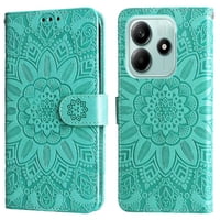 Funda Tipo Cartera Foxdock Para Xiaomi Poco M7 Pro 5G , Diseño Girasol En Relieve, Cuero Pu, Cierre Magnético, Soporte Y Tarjetero