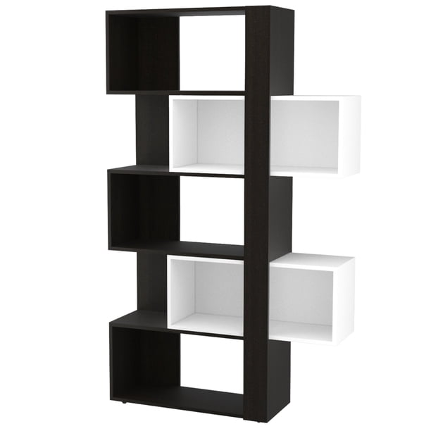 Biblioteca Cubo Con 2 Modulos Flotantes Blanco Y Negro