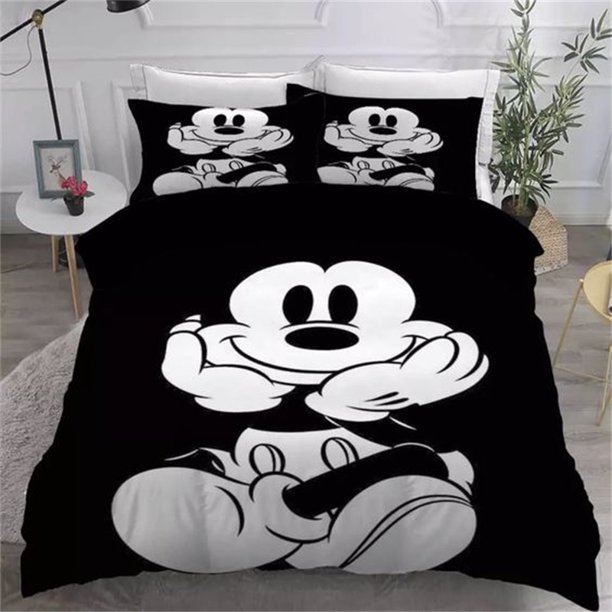 Mickey Children Duvet Cover Cartoon Anime Black White Bedding Set for Bedroom Decoration Children Adult Gifts