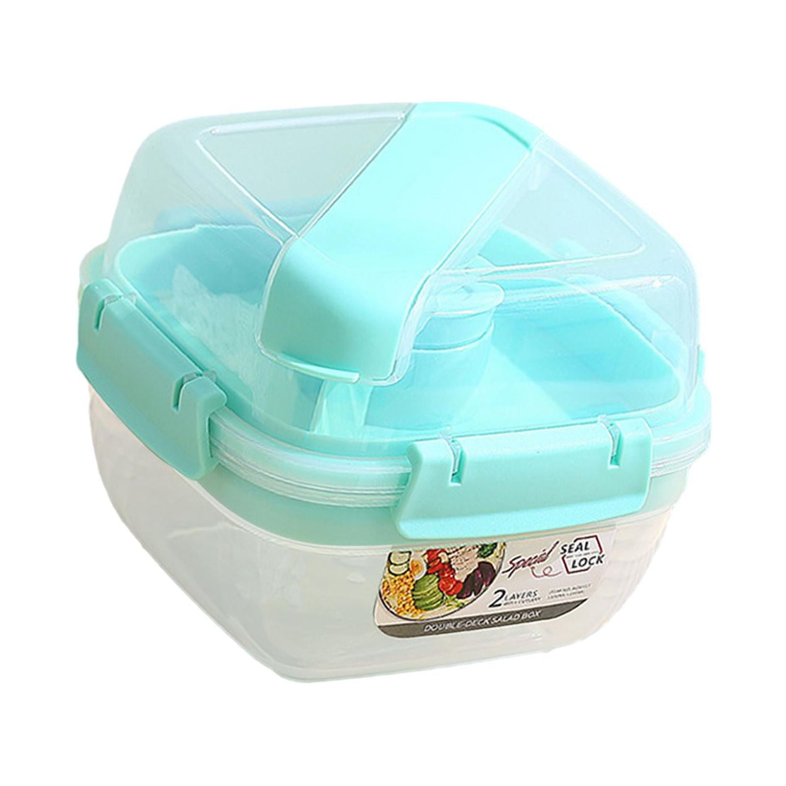 Magideal - Cuenco De Preparación De Comidas Para Llevar, Recipiente Para Ensalada De 1300ml Con Tenedor, Caja De Ensalada, Ensaladera Para Aperitivos, Ensaladas, Verde