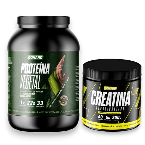 Gohard - Proteína Vegetal Cacao Organico 1Kg Pack Creatina Monohidratada 300Gr