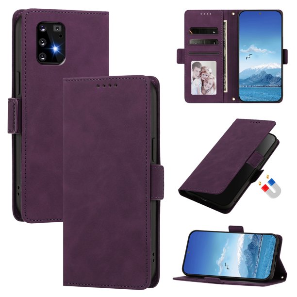 Funda Billetera Delgada para Samsung Galaxy S10 Lite con Ranuras y Soporte Morado oscuro