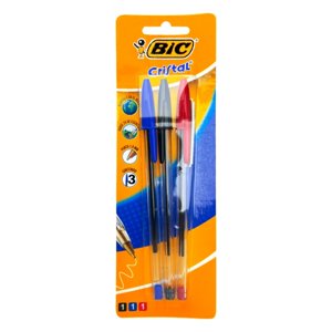 Pack X 4 Blister 3 Bolígrafos Cristal Azul, Negro, Rojo – Bic