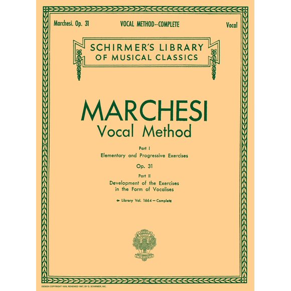 Método Vocal G. Schirmer, Inc. Op. 31 Técnica Vocal