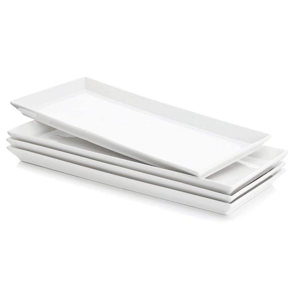 Platters Sweese, porcelana rectangular, 35 cm, juego de 4 unidades, color blanco