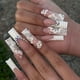thumbnail image 2 of 24 uñas postizas cortas, uñas postizas tipo ataúd para mujer con diseño de mariposas y brillo., 2 of 6