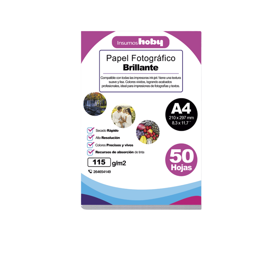 Hoby - Papel Fotográfico Glossy 115 Gr / A4 – 50 Hojas