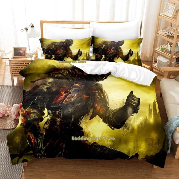 v705 Bed Sheets Dark Souls Bedding Set Single Twin Full Queen King Size Bed Set Adult Kid Bedroom Duvetcover Sets Anime Bed Sheet Set 3-Piece Bedding Set (1 Duvet Cover + 2 Pillow Shams) Bed Sheets j