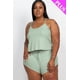 thumbnail image 1 of Conjunto de Top y Shorts de Canalé con Tirantes, Talla 2XL, Color Verde Bahía, 1 of 5