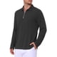 thumbnail image 4 of INSPIRE CHIC Camisas Polo Texturizadas para Hombre de Manga Larga con Cremallera Cuarto para Golf Talla S Negro, 4 of 6