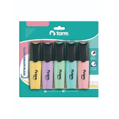 5 Destacadores Color Pastel  Torre