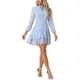 thumbnail image 2 of INSPIRE CHIC Vestidos de Verano para Mujeres 2025 Floral con Lazo en el Cuello en V Semi Transparente de Manga Larga en Capas Vestido Mini de Chifón M Azul, 2 of 6