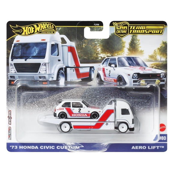 Honda Civic Toy Hot Wheels Team Transport '73 con elevador aerodinámico