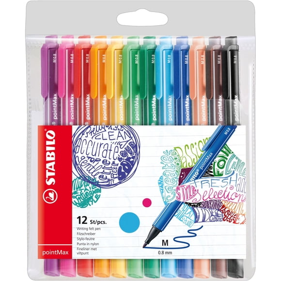 Fineliner STABILO pointMax Paquete de 12 Colores Surtidos 0,8 mm