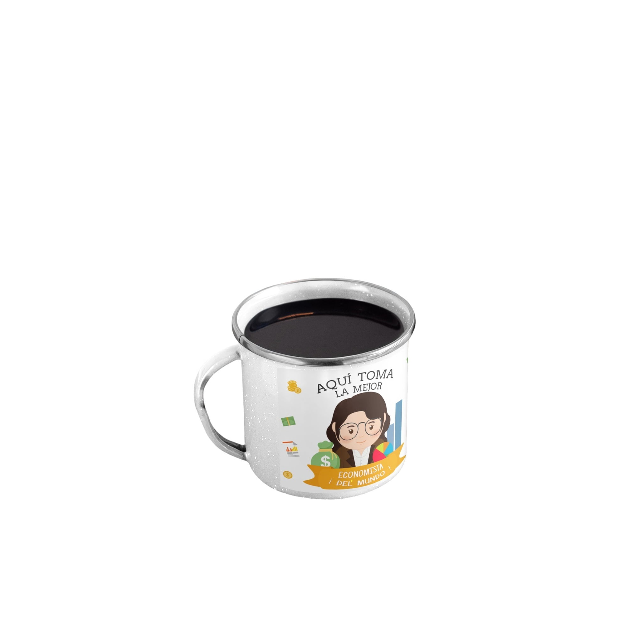 Genérico - Taza Enlozada Entre Gráficos Y Granos De Café - Economista M