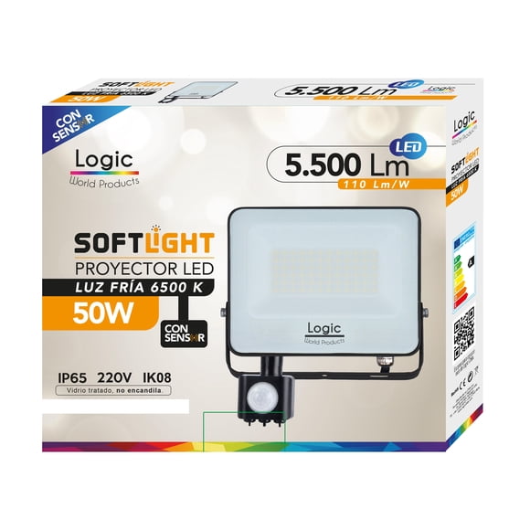 Proyector LED 50W con Sensor de Movimiento PIR IP65 Softlight