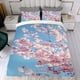 thumbnail image 4 of Flor de Cerezo Conjunto de sábanas temático, trío de piezas, cómodo y amigable con la piel, diseño único, regalo de decoración para el hogar para familiares, amigos y fans,173cm *218cm, 4 of 6