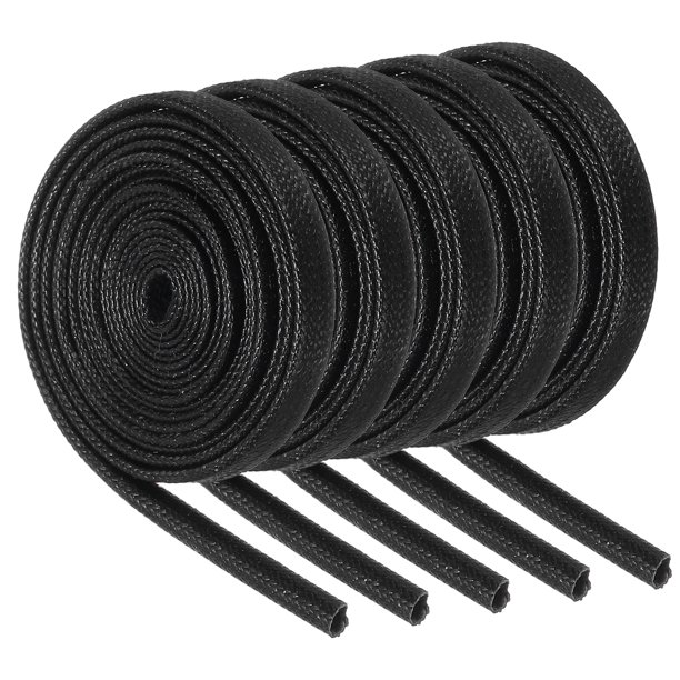 Uxcell 5 piezas de funda de aislamiento de alambre, funda ignífuga de 5.28 pies-2mm ID negra, funda de fibra de vidrio recubierta de silicona de alta temperatura