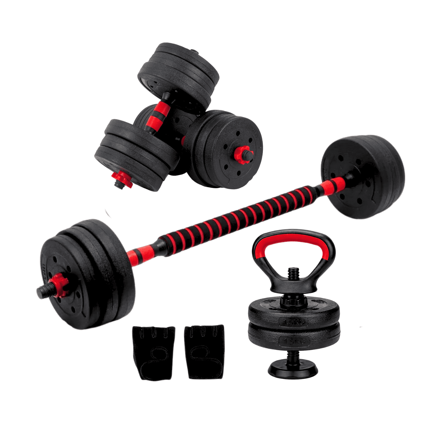 Telotenemos - Set Mancuernas Y Barra Ajustable 20kg Pesas Para Ejercicio