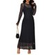 thumbnail image 2 of INSPIRE CHIC 2 PCS Conjunto de Vestido de Maternidad para Sesión de Fotos Vestido de Encaje de Manga Larga con Camiseta Interior a Juego M Negro, 2 of 6