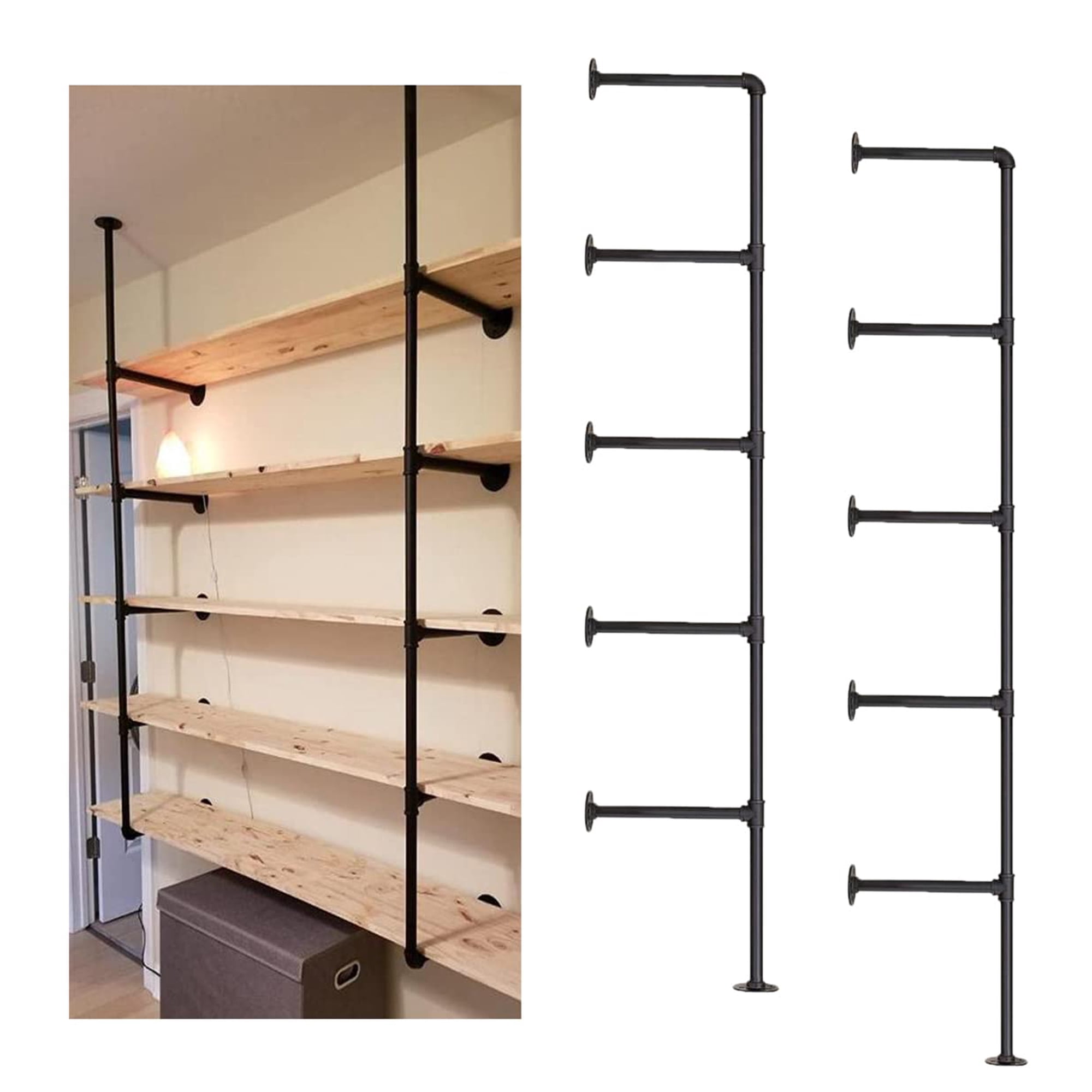 Mdjwjj - Estantería Con Tubo De Hierro Para Montaje En Pared Negro Vintage