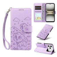 Funda Billetera Foxdock Compatible Con Tecno Spark 40 4G, Diseño Perrito Tierno, Ranuras Para Tarjetas Y Soporte Plegable