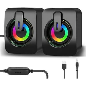 Veat00L - Altavoces Para Pc Altavoces Rgb Para Ordenador Altavoces Multimedia Con Cable Usb Altavoces Para Pc Gamer Altavoces Para Pc Tablet Teléfonos Móviles Portátiles Altavoces Mp3/Mp4 Psp