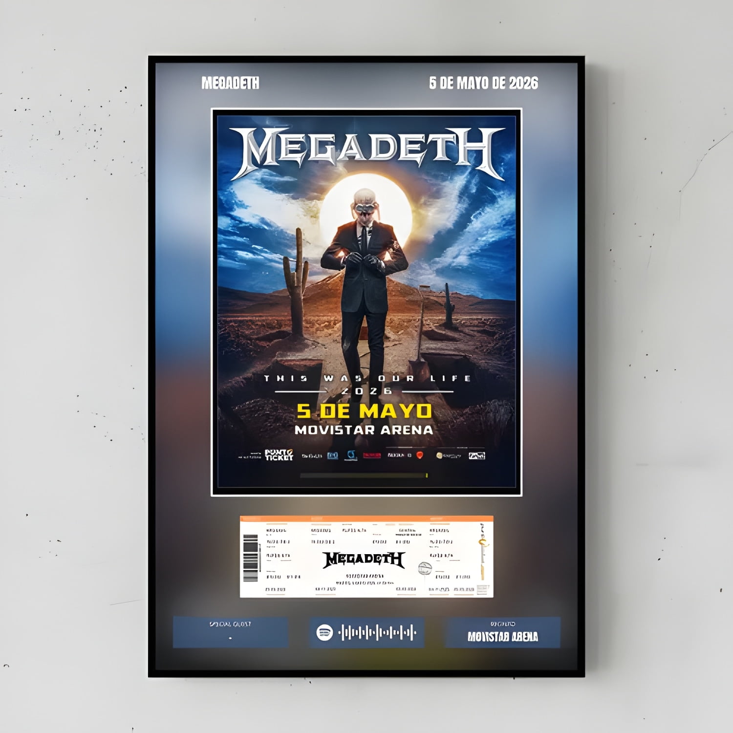 Genérico - Cuadro Concierto Megadeth Chile 21x29 Cm