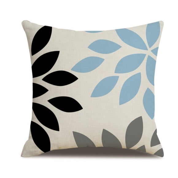 Funda de Cojín Decorativa Pétalos Azul Negro 45x45 cm