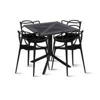 Klik Muebles - Mesa Restaurant 80X80 Polipropileno + 4 Sillas Master Negras