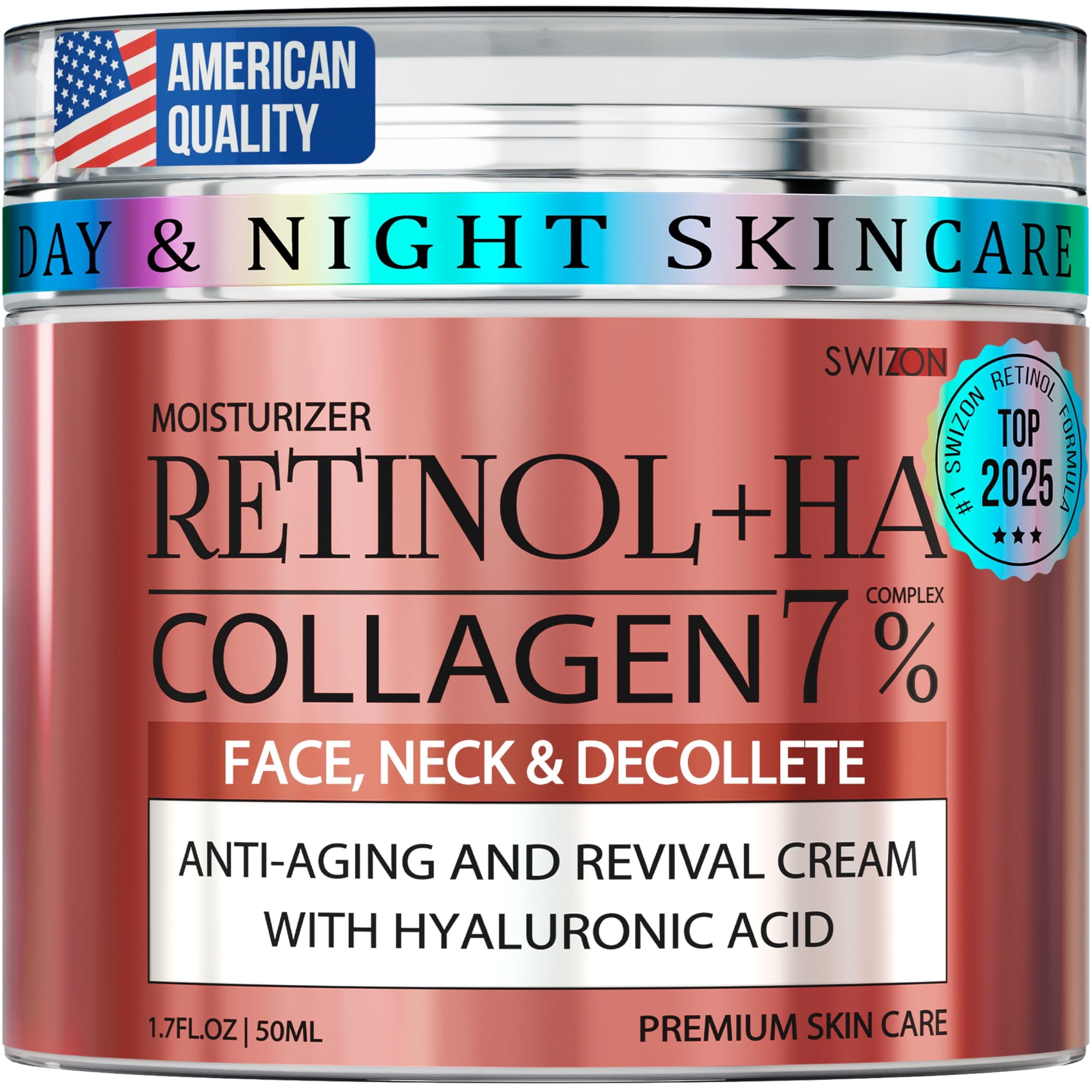 Crema Facial Swizon Retinol Colágeno Antiedad Con Ácido Hialurónico